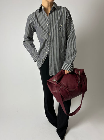 Leather shoulder bag | Burgundy
