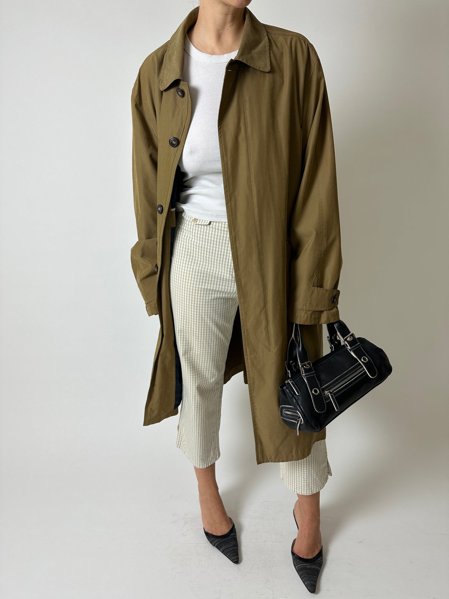 Checked capri trousers | Beige / Off white