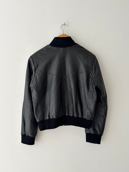 Leather bomber jacket | Black
