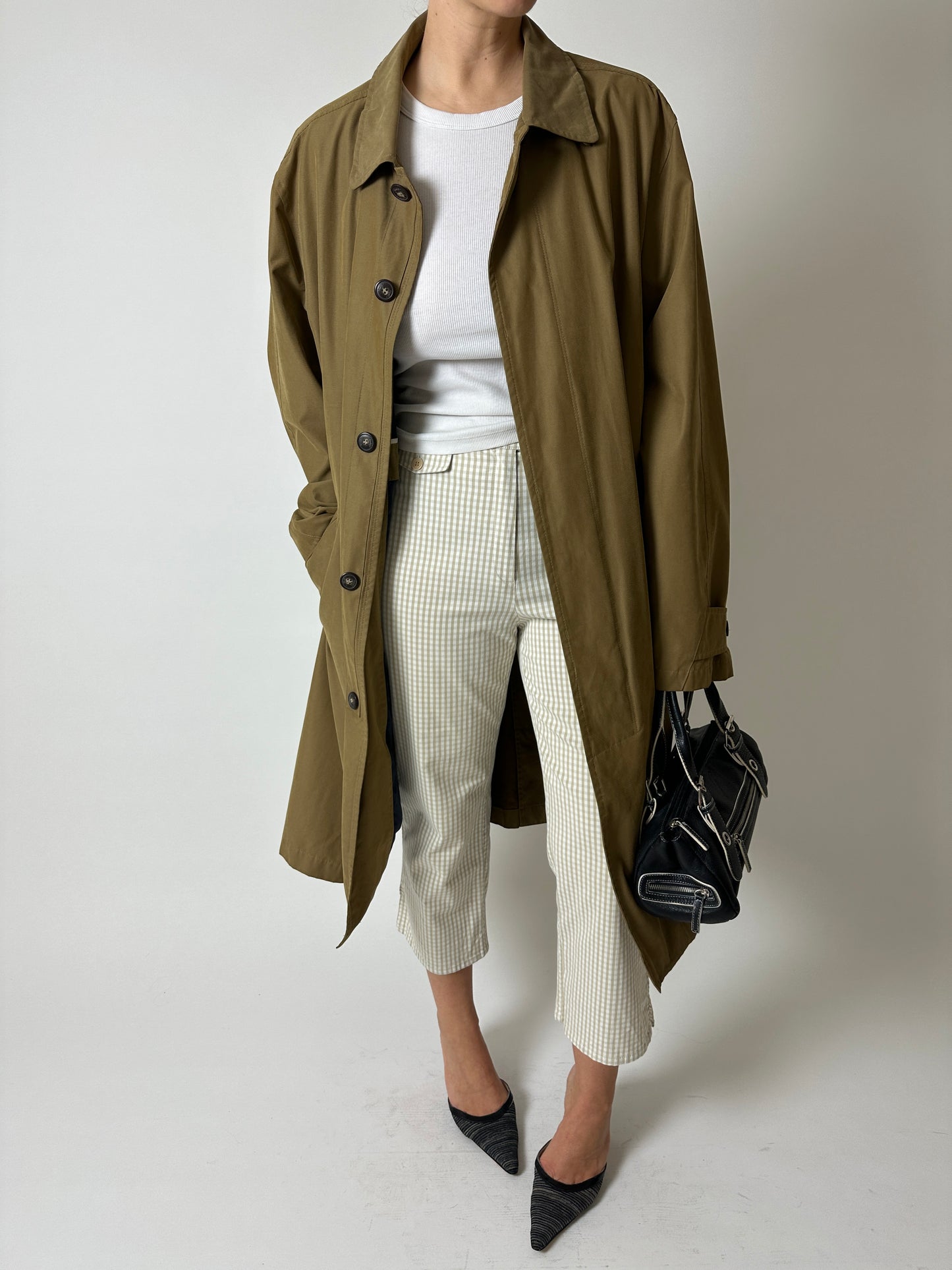 Checked capri trousers | Beige / Off white