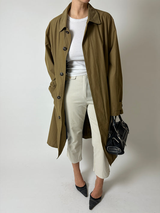 Checked capri trousers | Beige / Off white