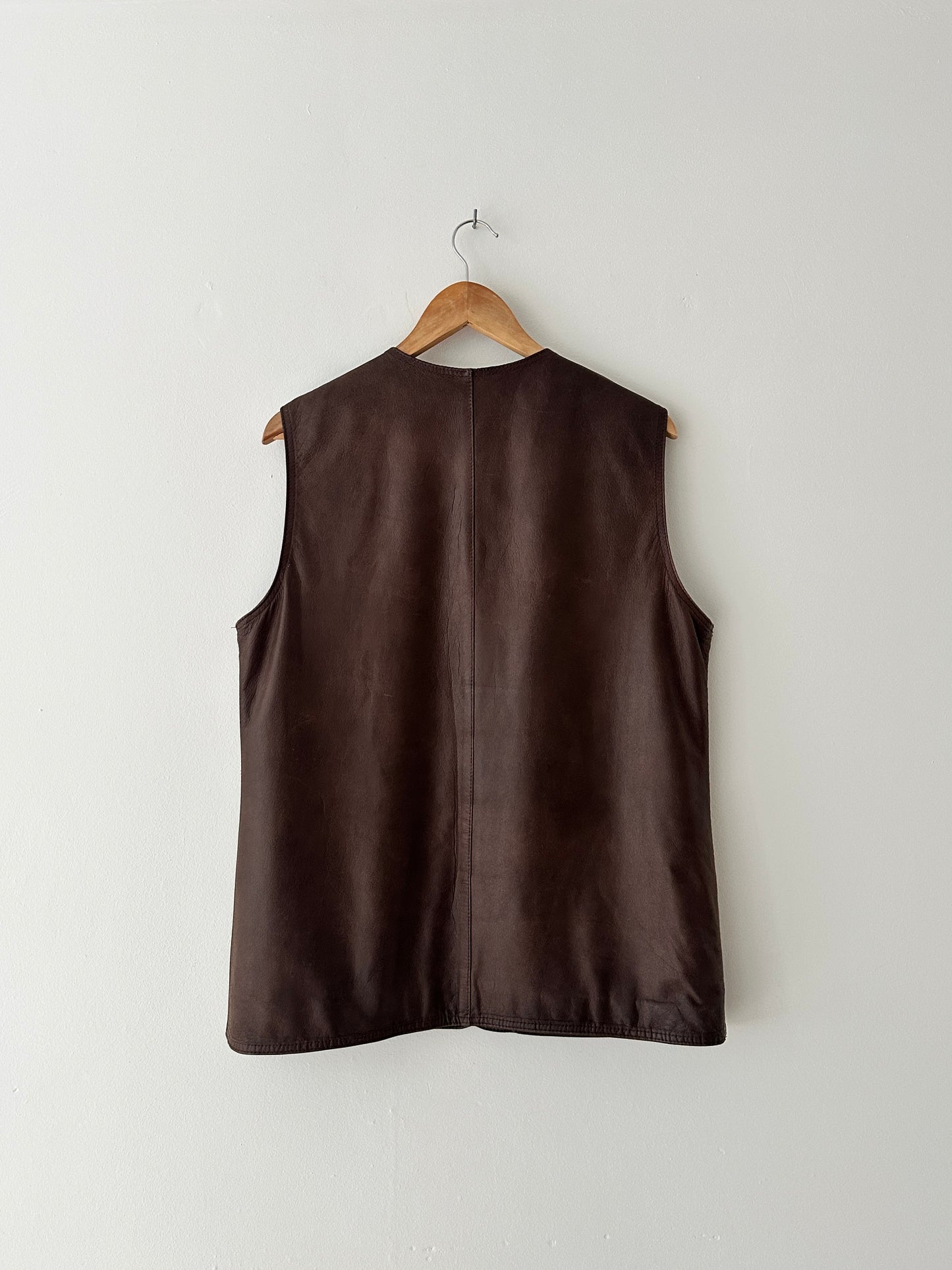 Leather vest | Dark brown