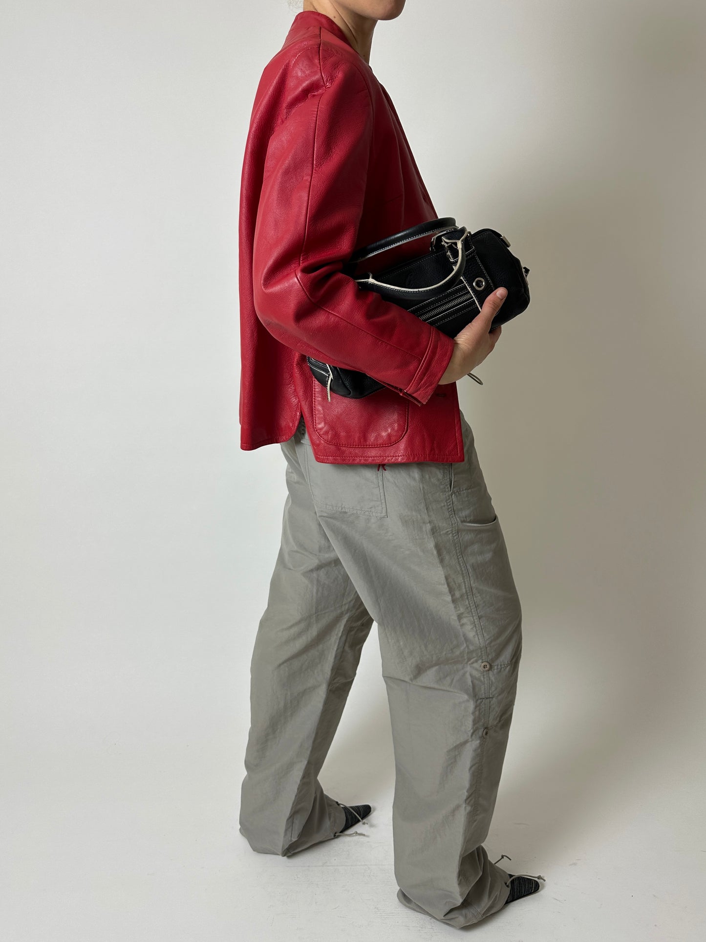 Leather fitted jacket | Red