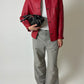 Leather fitted jacket | Red