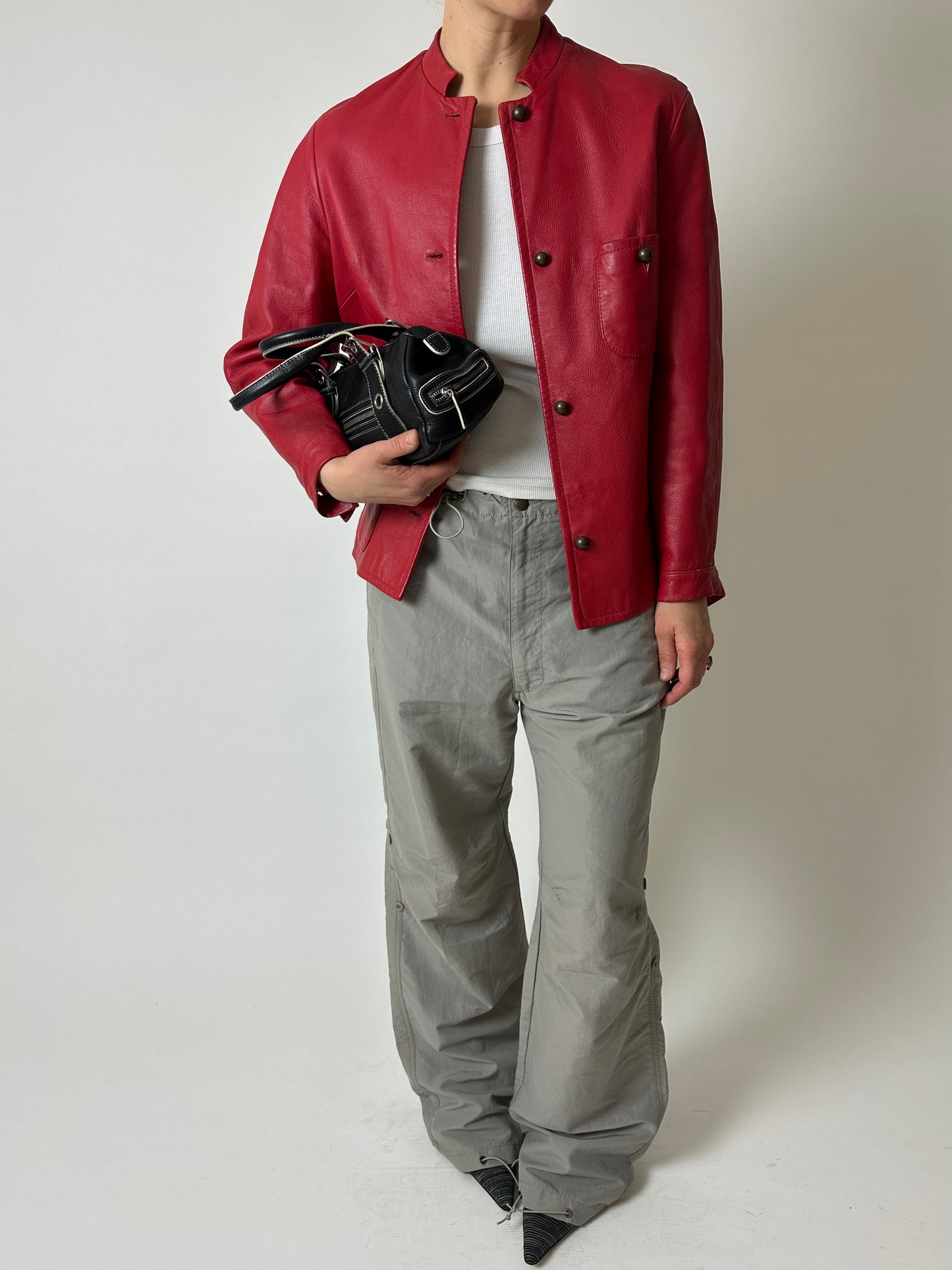 Leather fitted jacket | Red
