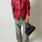 Leather fitted jacket | Red