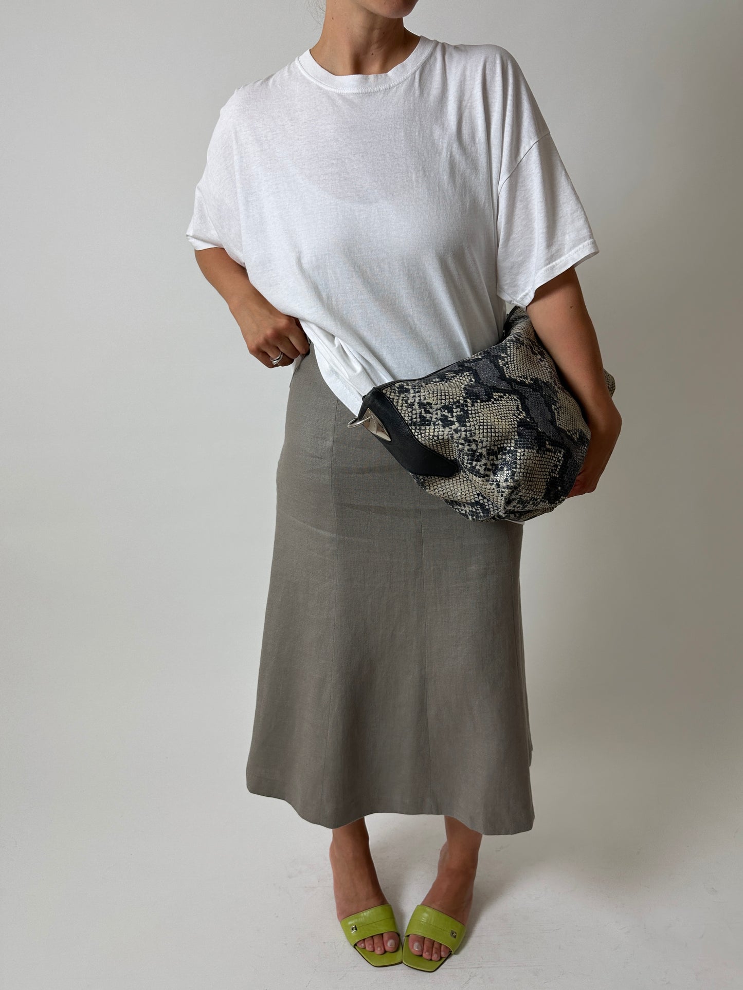 Linen midi skirt | Cloud Grey