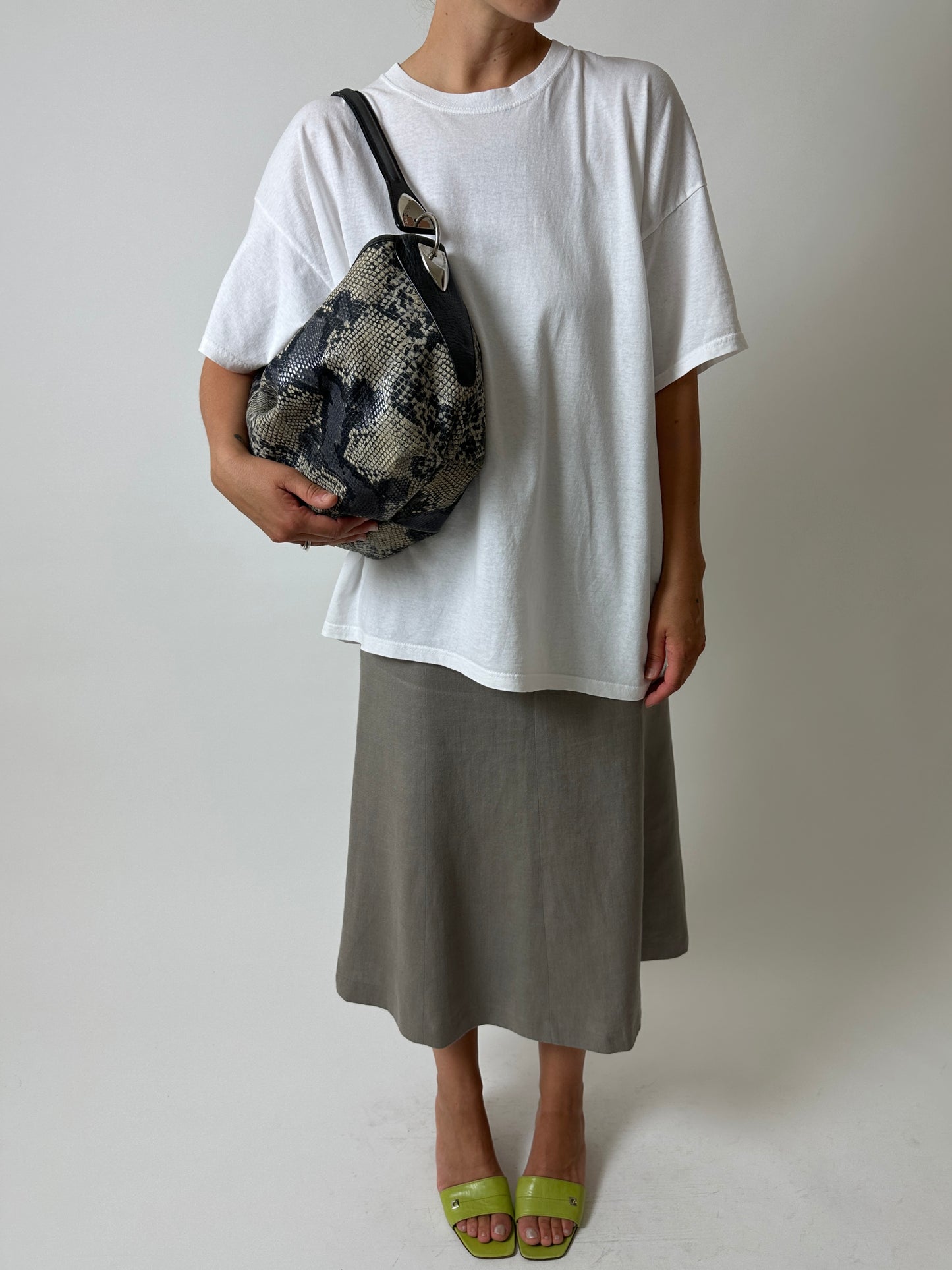 Snake embossed leather bag | Grey