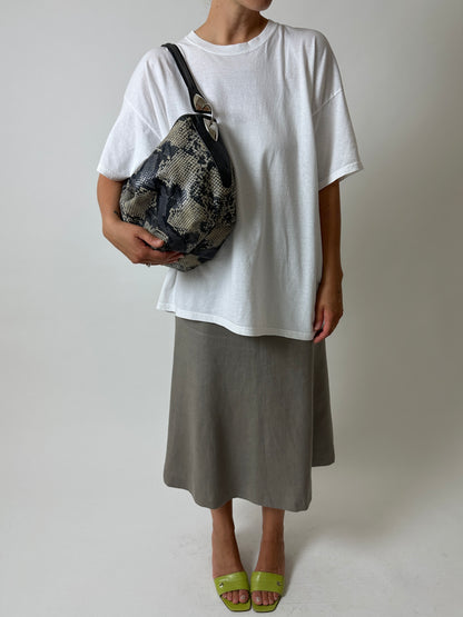 Snake embossed leather bag | Grey