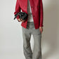 Leather fitted jacket | Red