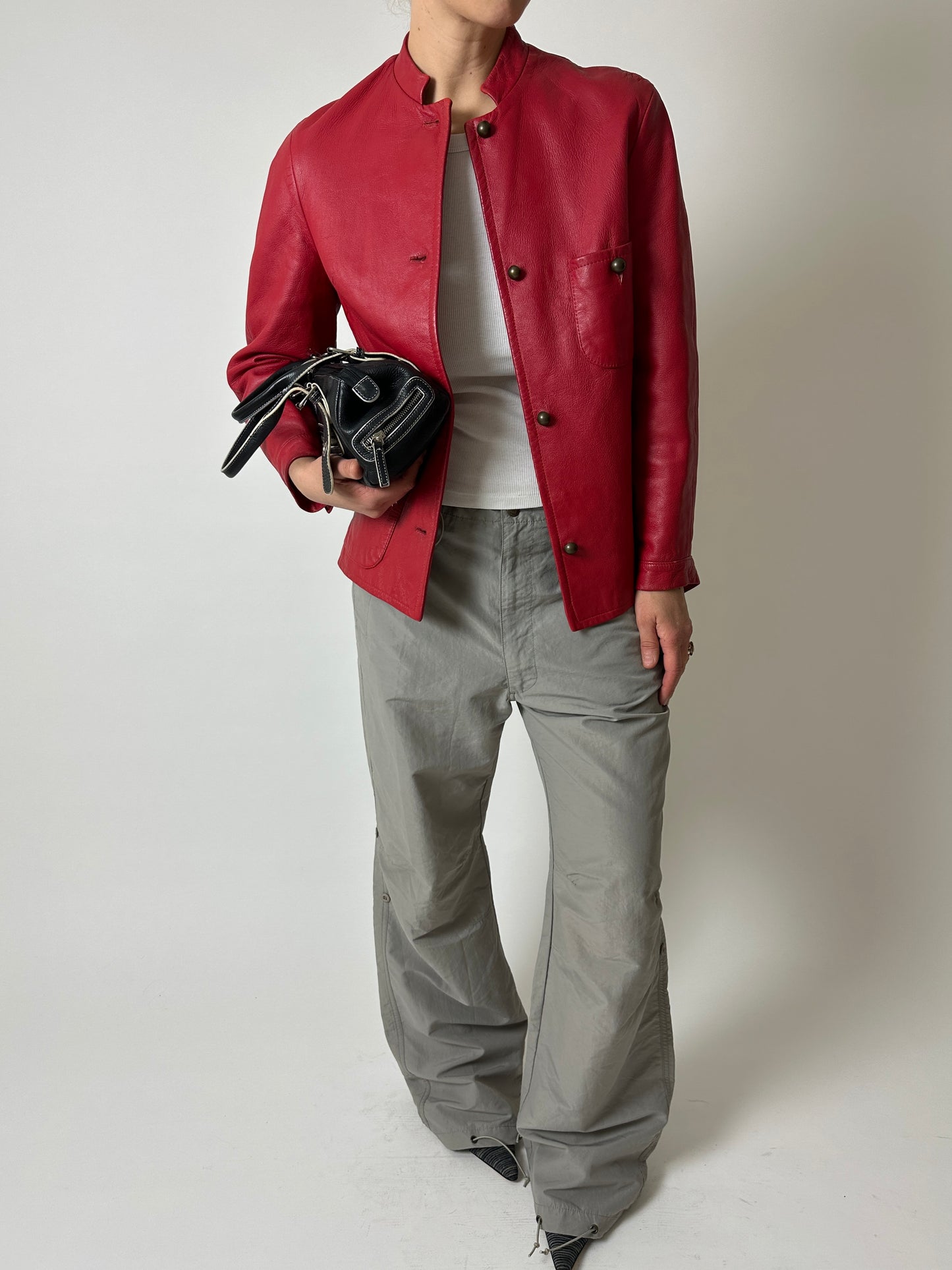 Leather fitted jacket | Red