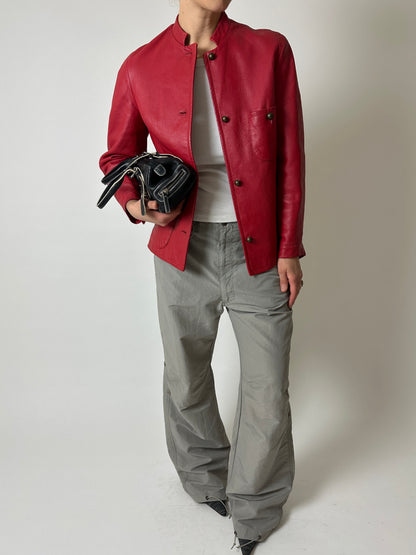 Leather fitted jacket | Red