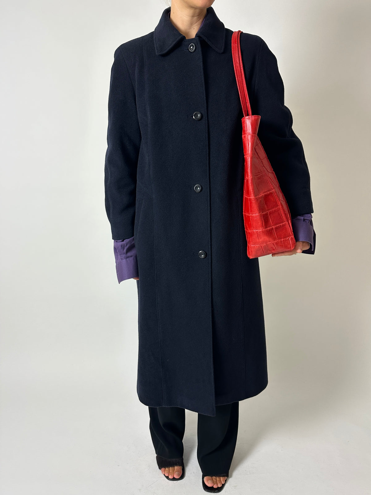 Long wool coat | Dark Blue
