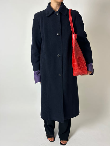 Long wool coat | Dark Blue