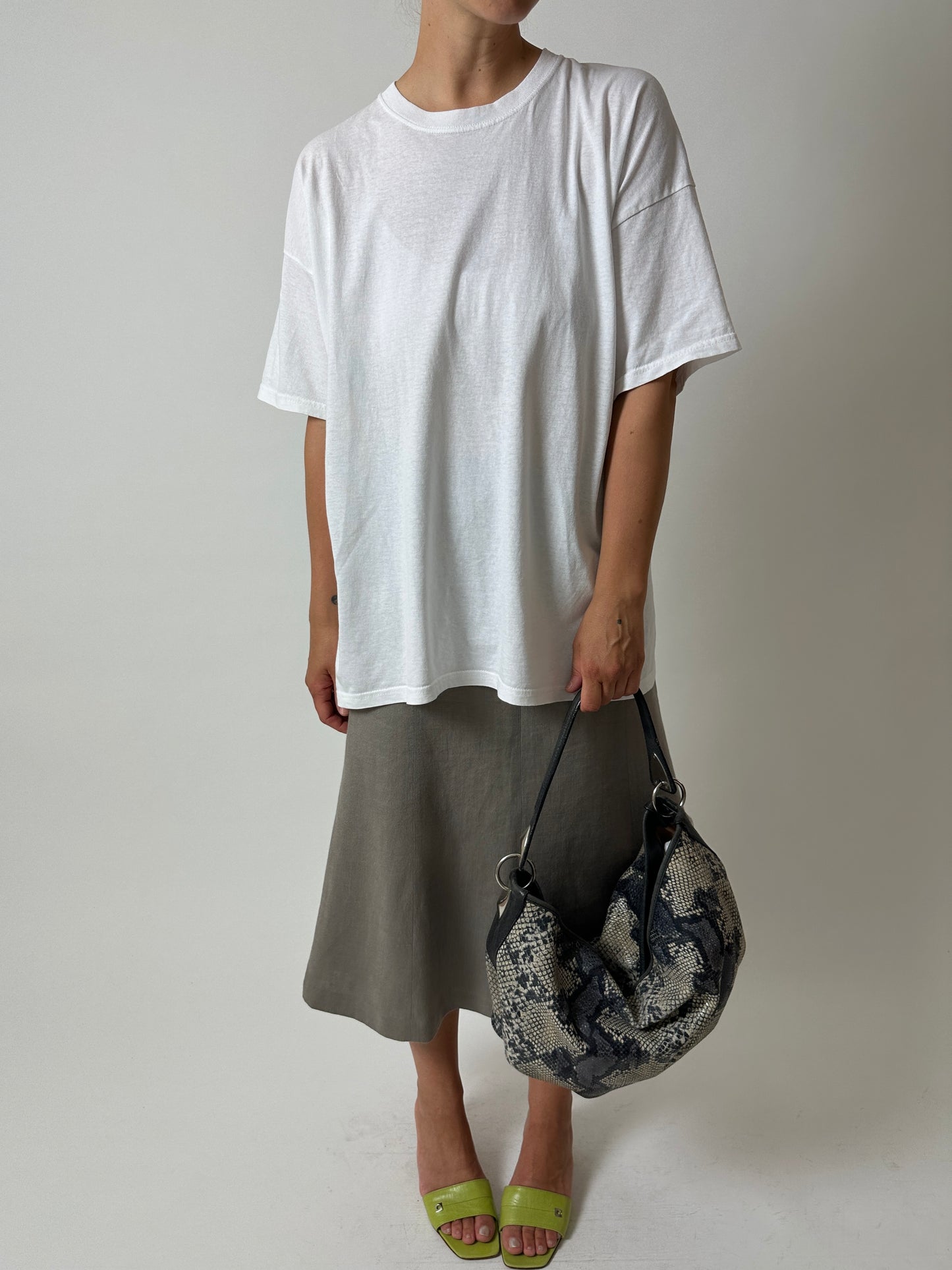 Linen midi skirt | Cloud Grey