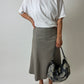 Linen midi skirt | Cloud Grey