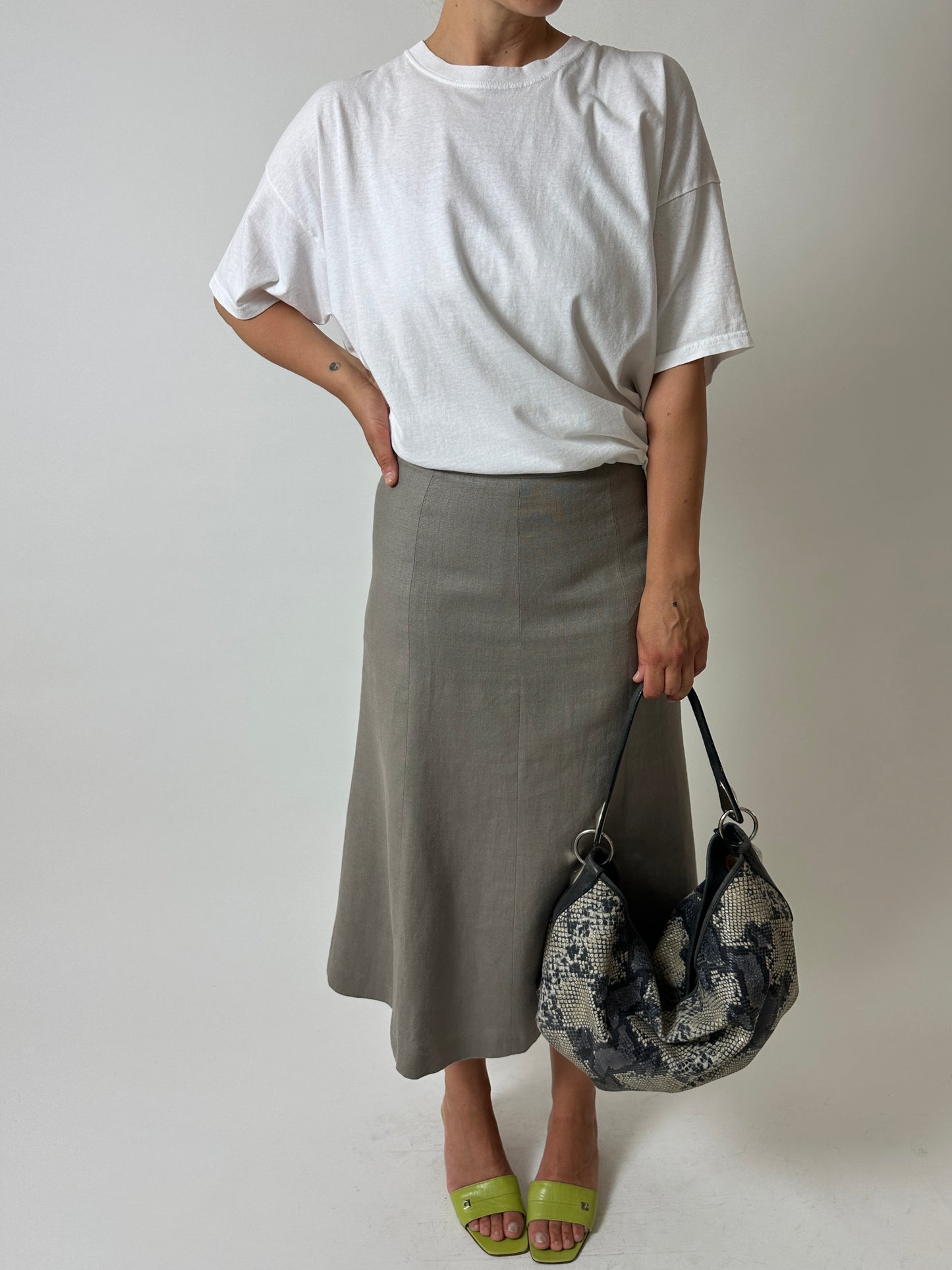 Linen midi skirt | Cloud Grey