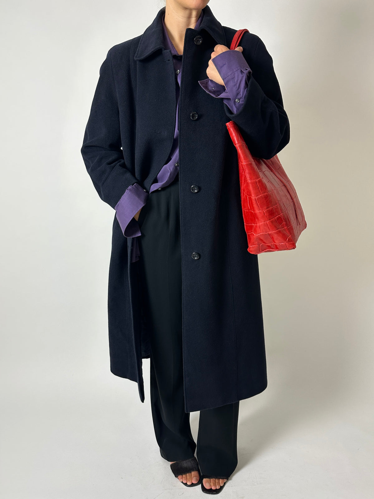 Long wool coat | Dark Blue