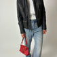 Leather fitted jacket | Black