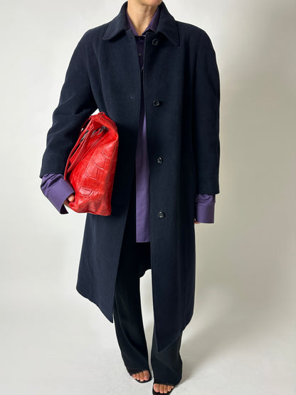 Long wool coat | Dark Blue
