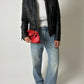 Leather fitted jacket | Black