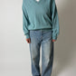 Wool blend v-neck sweater | Soft Turquoise