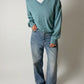 Wool blend v-neck sweater | Soft Turquoise