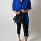 Leather pleated hand bag | Black