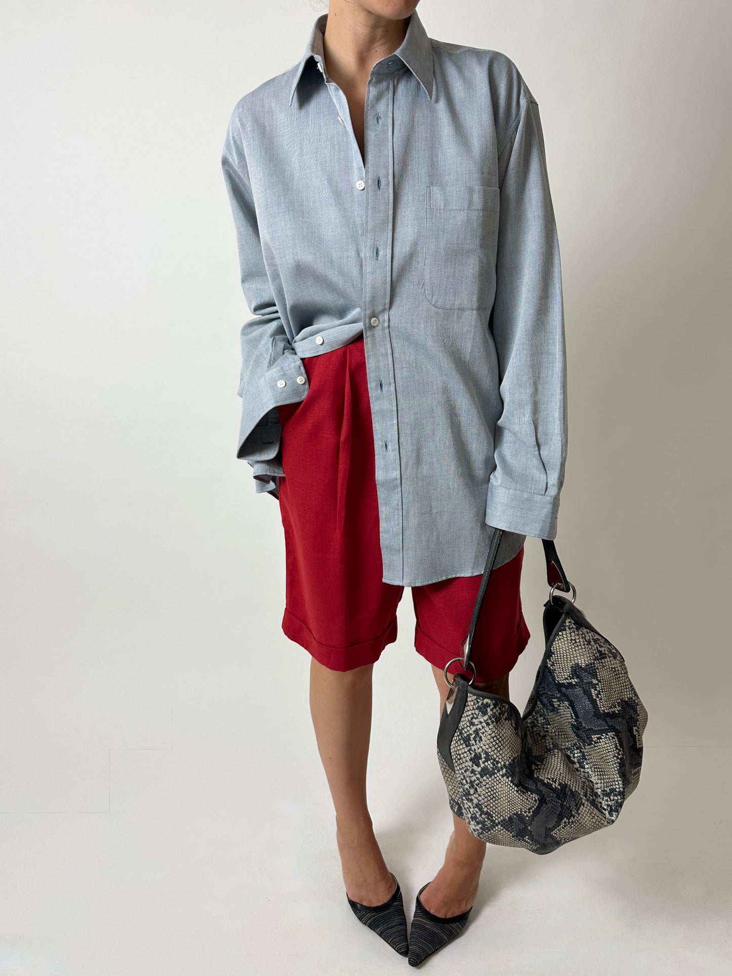 Snake embossed leather bag | Grey