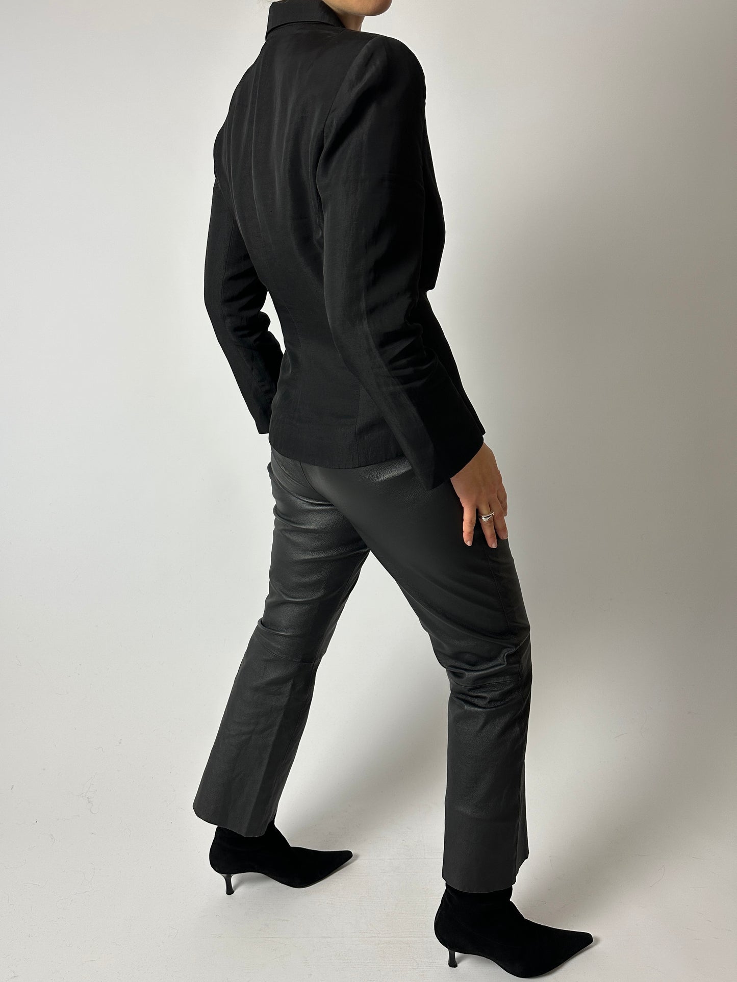 Fitted detailed blazer | Black
