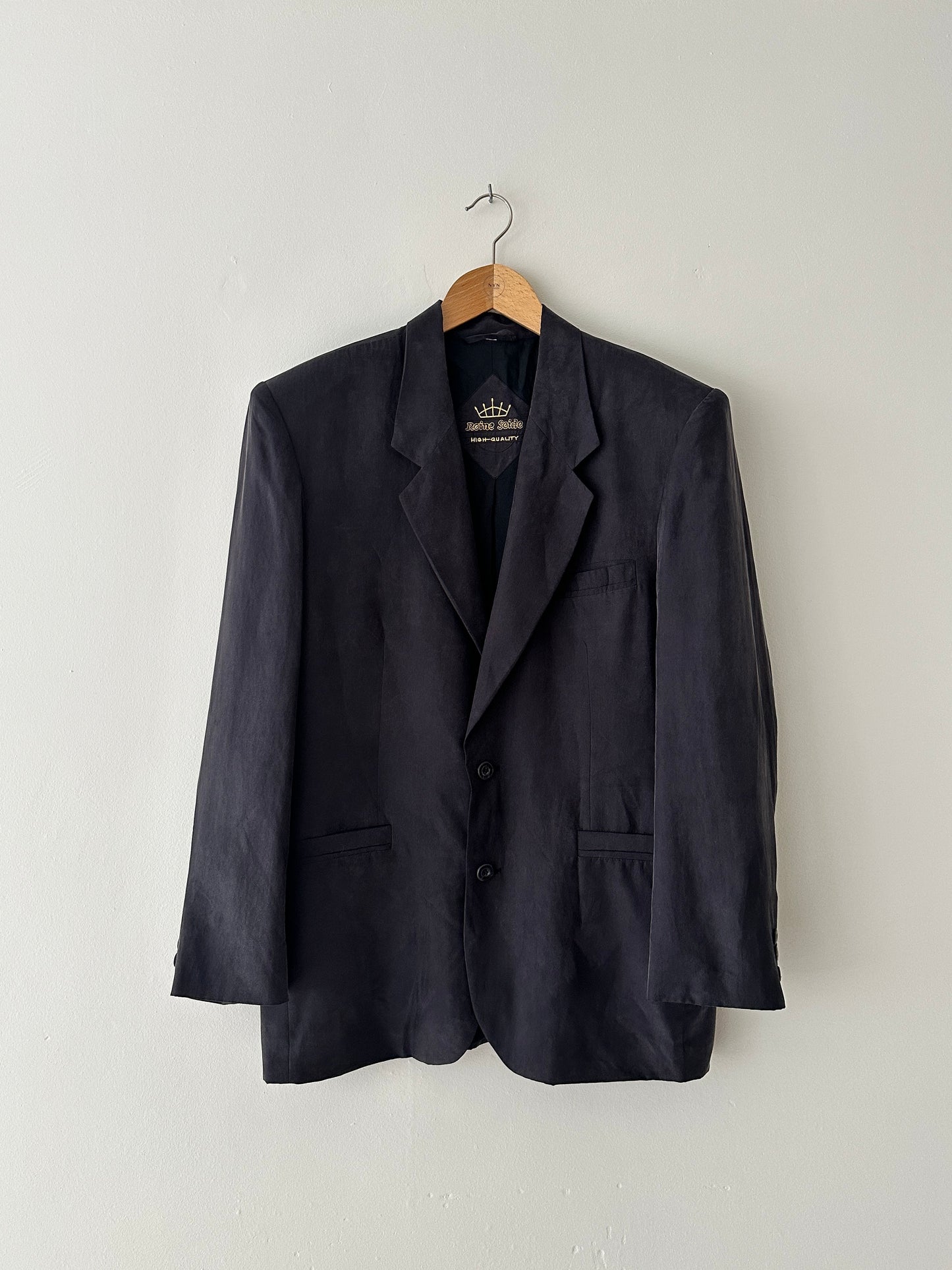 Oversized silk blazer | Black