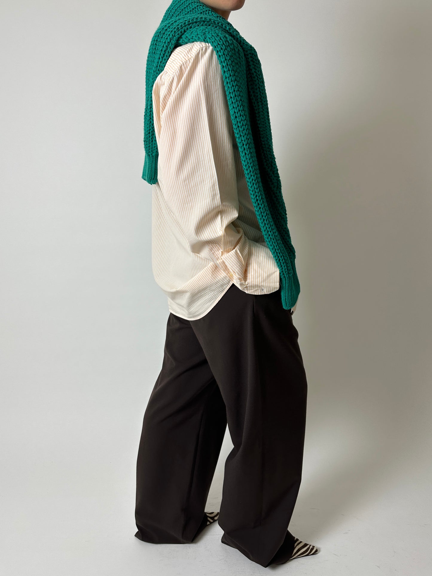 Relaxed fit striped shirt | Off white / Orange