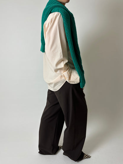Relaxed fit striped shirt | Off white / Orange