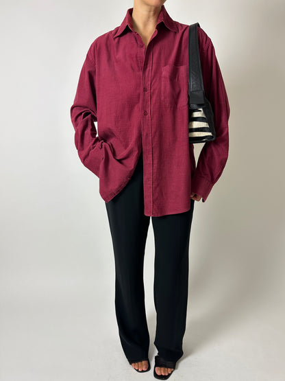 Fine-corduroy shirt | Burgundy