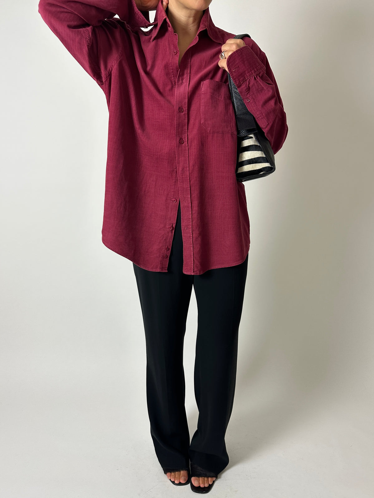 Fine-corduroy shirt | Burgundy