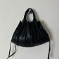 Leather pleated hand bag | Black