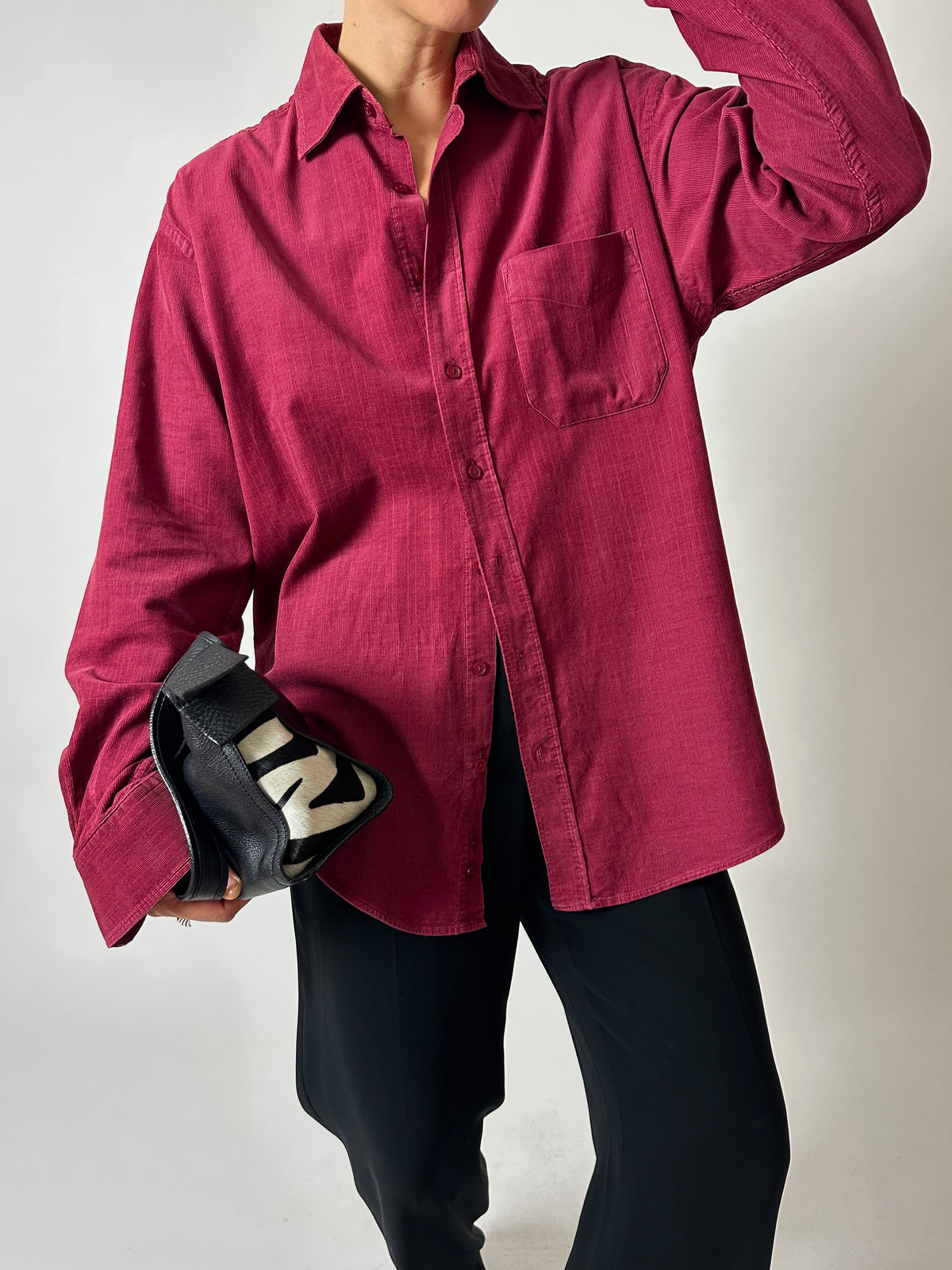 Fine-corduroy shirt | Burgundy