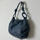 Leather shoulder bag | Steel blue