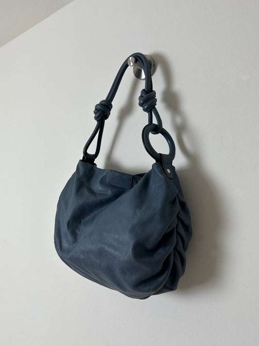 Leather shoulder bag | Steel blue