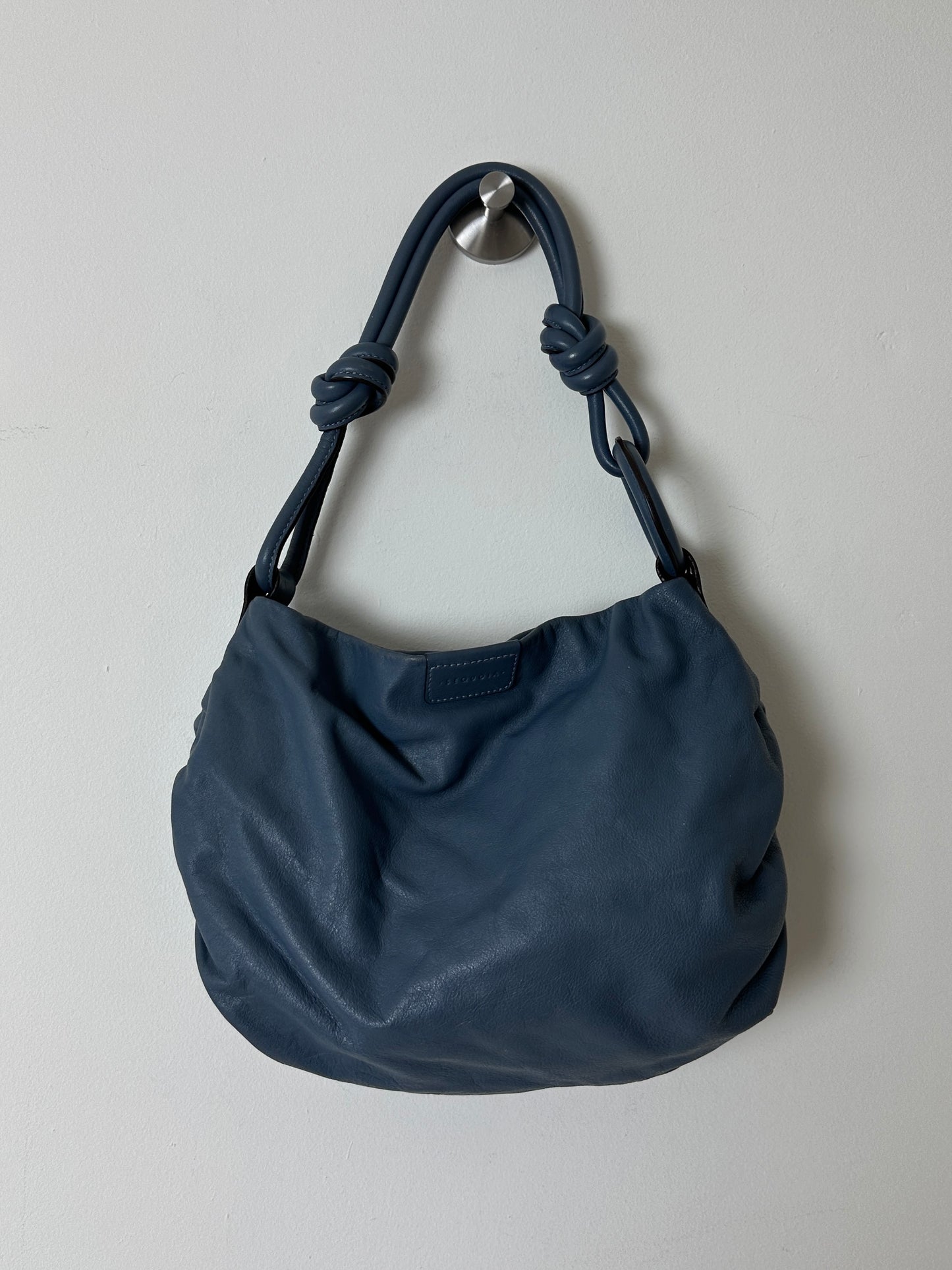 Leather shoulder bag | Steel blue