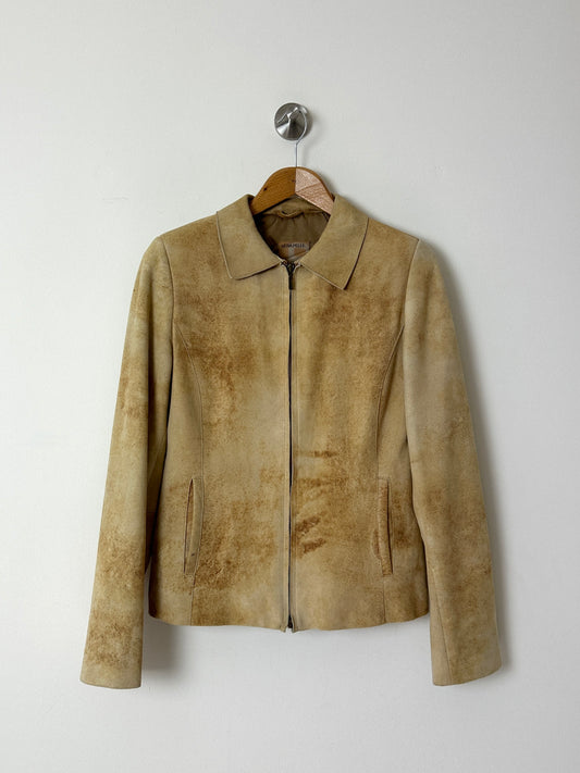 Leather fitted jacket | Sand