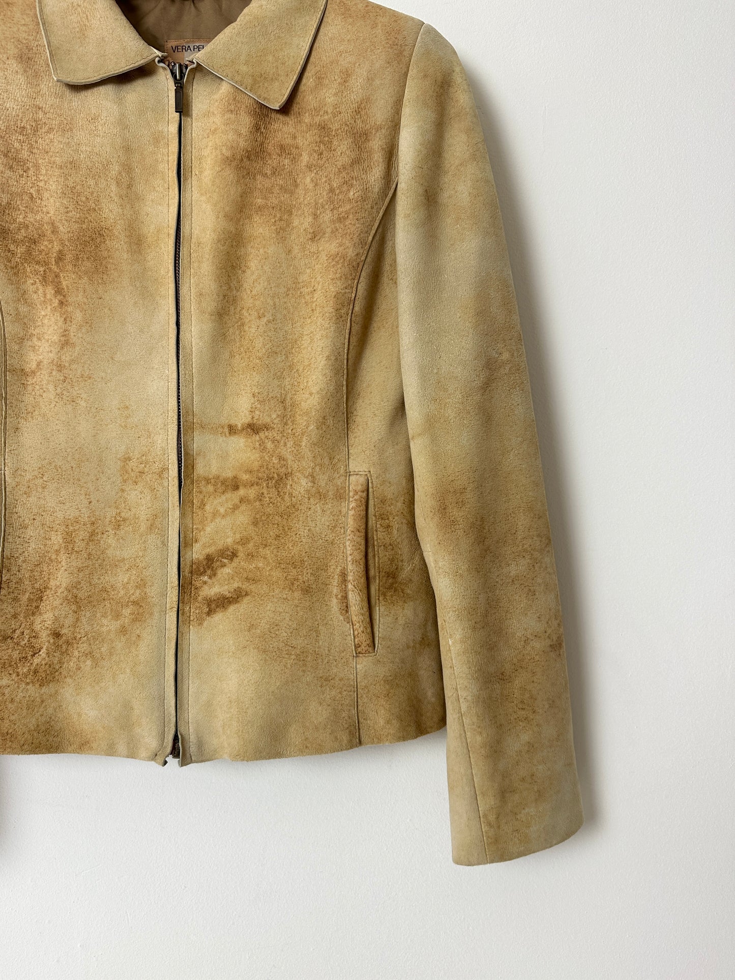 Leather fitted jacket | Sand