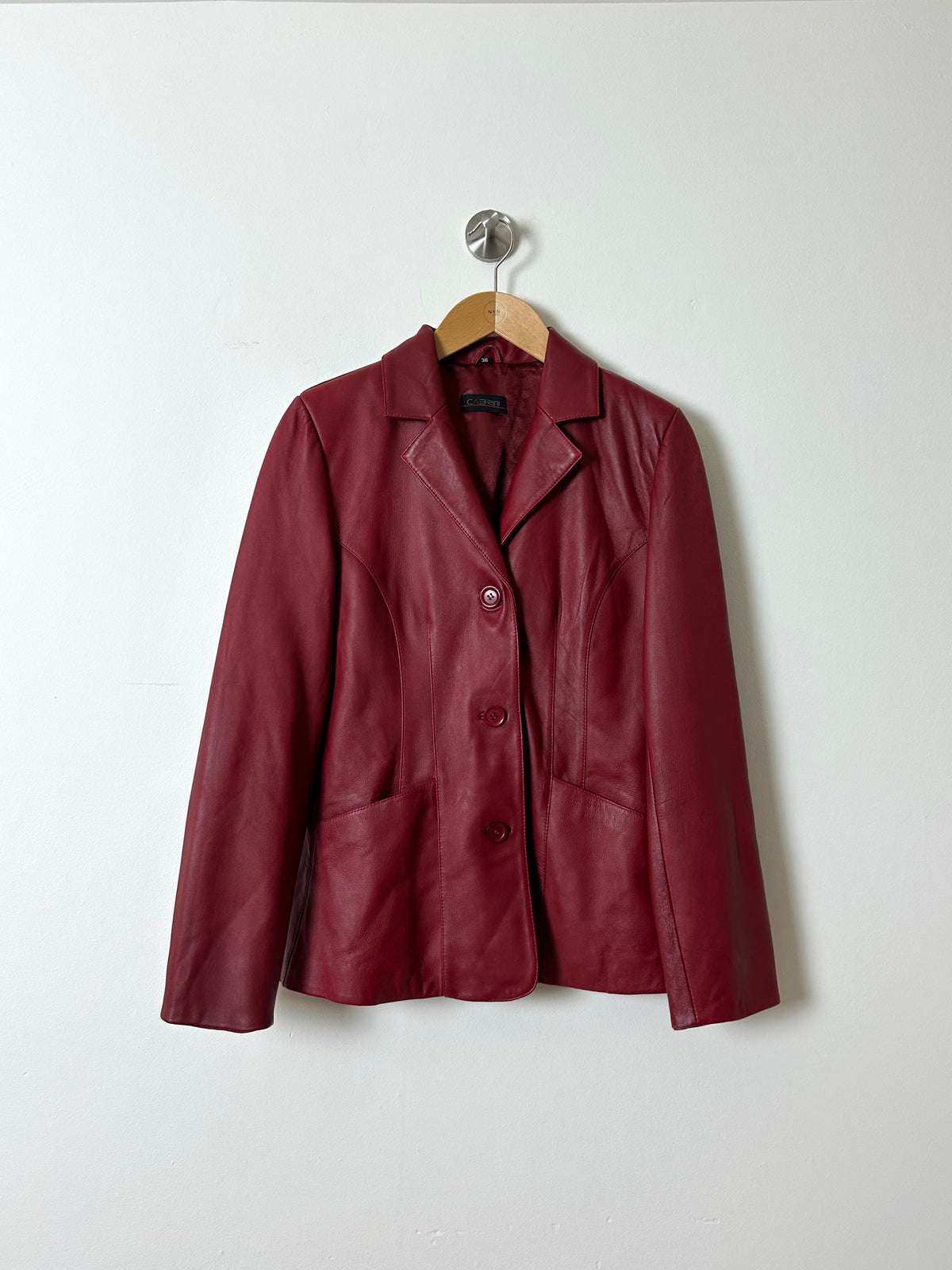 Leather blazer jacket | Bordeaux red