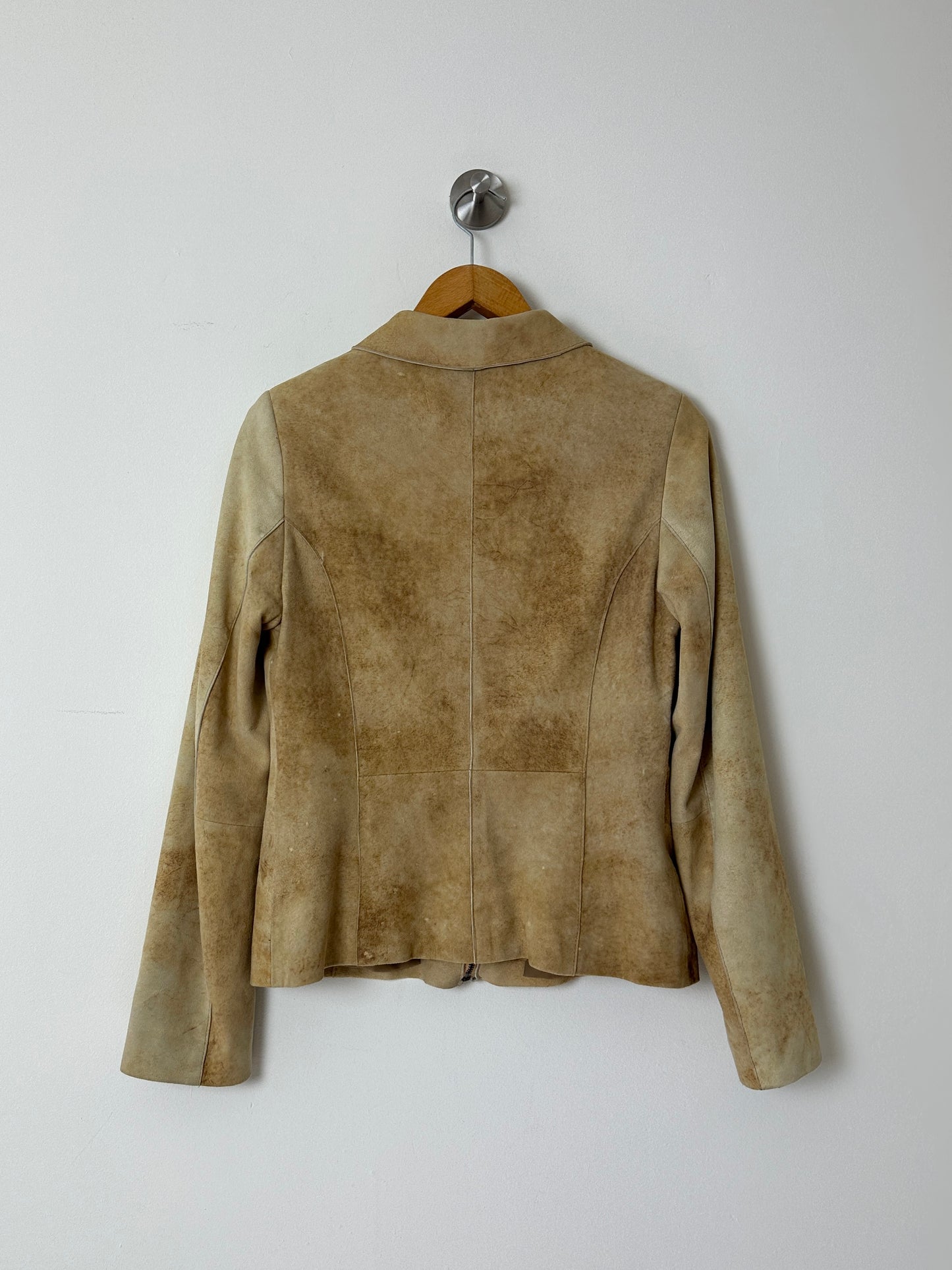 Leather fitted jacket | Sand