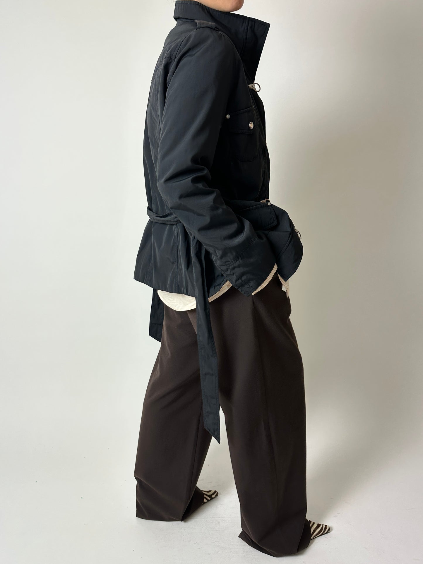 High neck zip jacket | Black