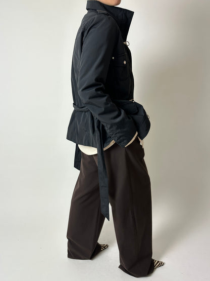High neck zip jacket | Black