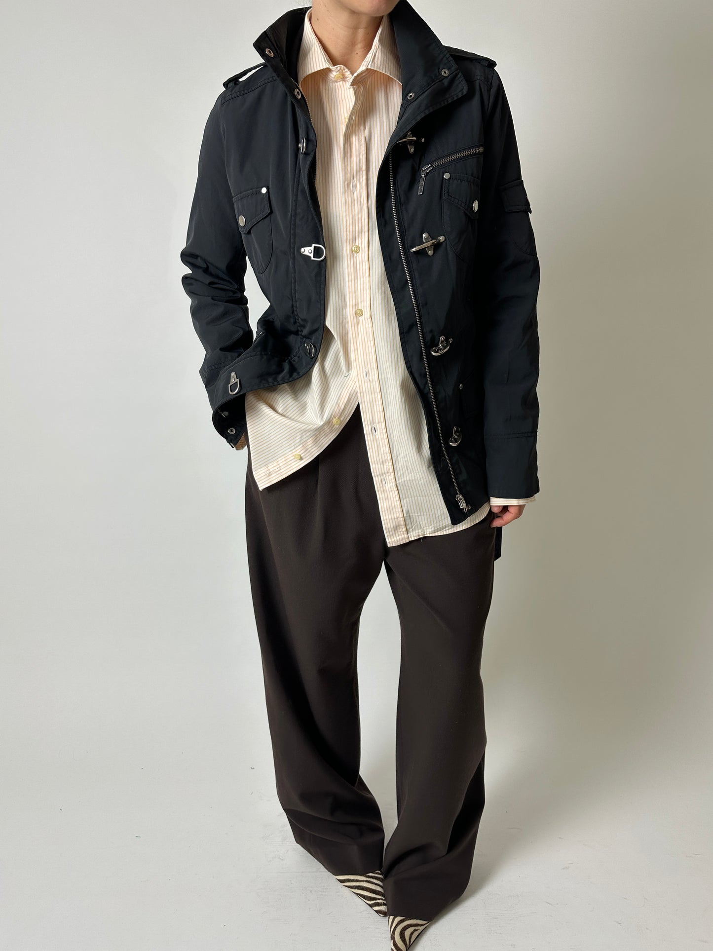 High neck zip jacket | Black