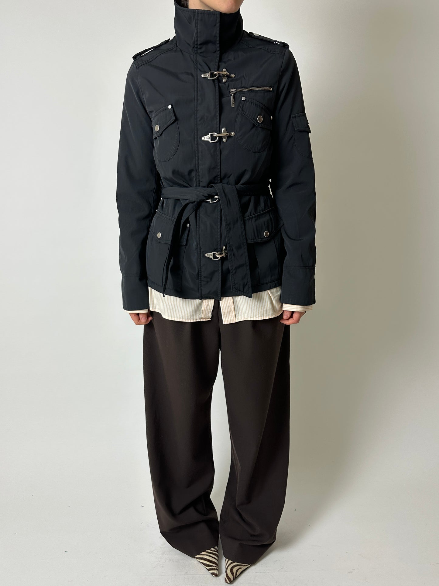 High neck zip jacket | Black
