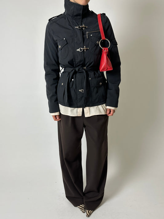 High neck zip jacket | Black