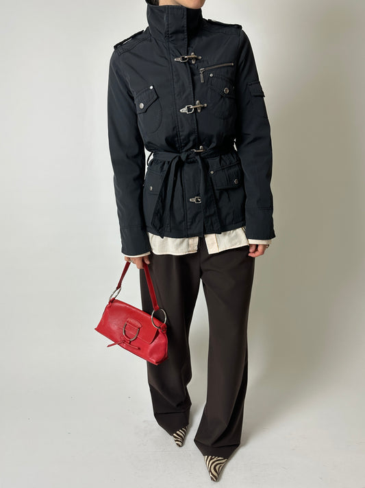 High neck zip jacket | Black